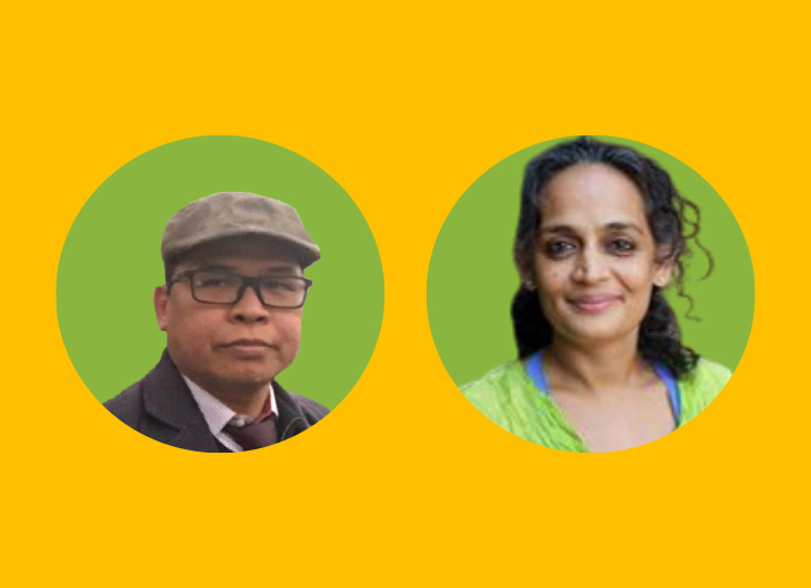 Wakil Menteri Lingkungan Hidup dan Kehutanan Alue Dohong (kiri) dan penulis India Arundhati Roy (Foto: Wikipedia Common)