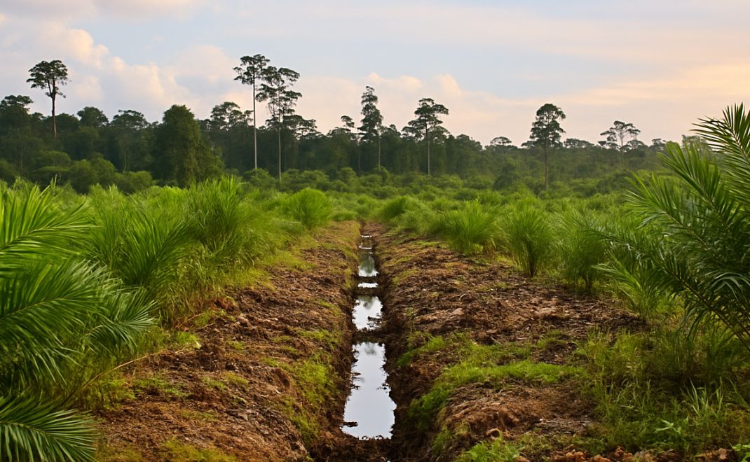 Saluran air di lahan gambut (foto: phys.org)
